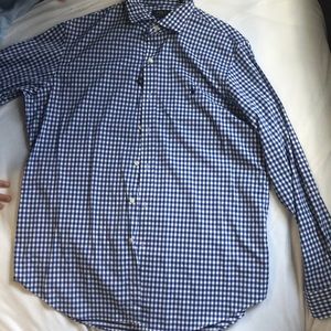 Blue and white Checkerboard polo dress shirt